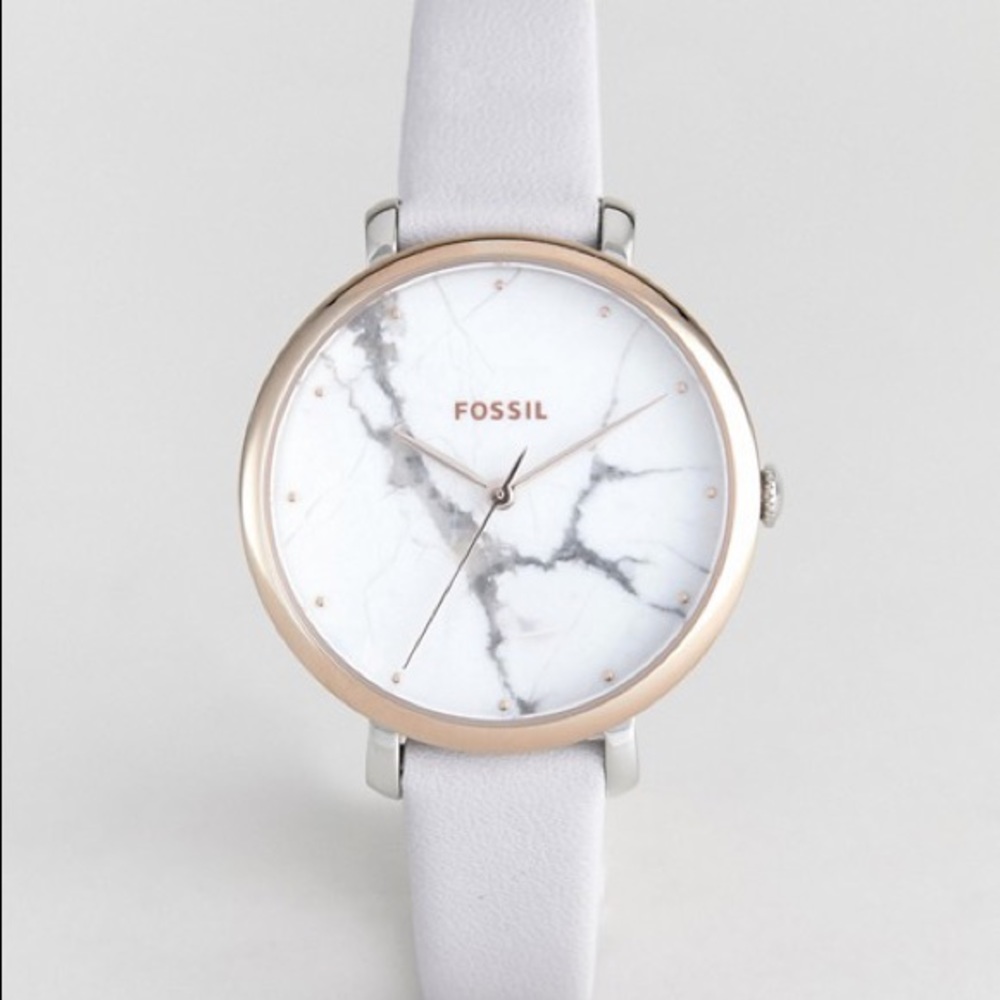 NWT‼️ Fossil Leather Watch with Marble effect Face